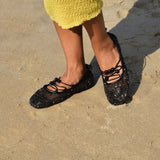 Nyla Strappy Ballerina Flats (Black)