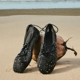 Nyla Strappy Ballerina Flats (Black)