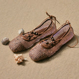 Nyla Strappy Ballerina Flats (Brown)