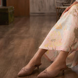 Hanara Pleated Slip-On Mules (Nude)