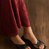 Hilya Pleated Square Toe Heels (Black)