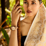 Valerie Mesh Strap Analog Watch with Bangle Set (Rose Gold)