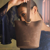Nellie Petite Top Handle Bucket Bag (Espresso)